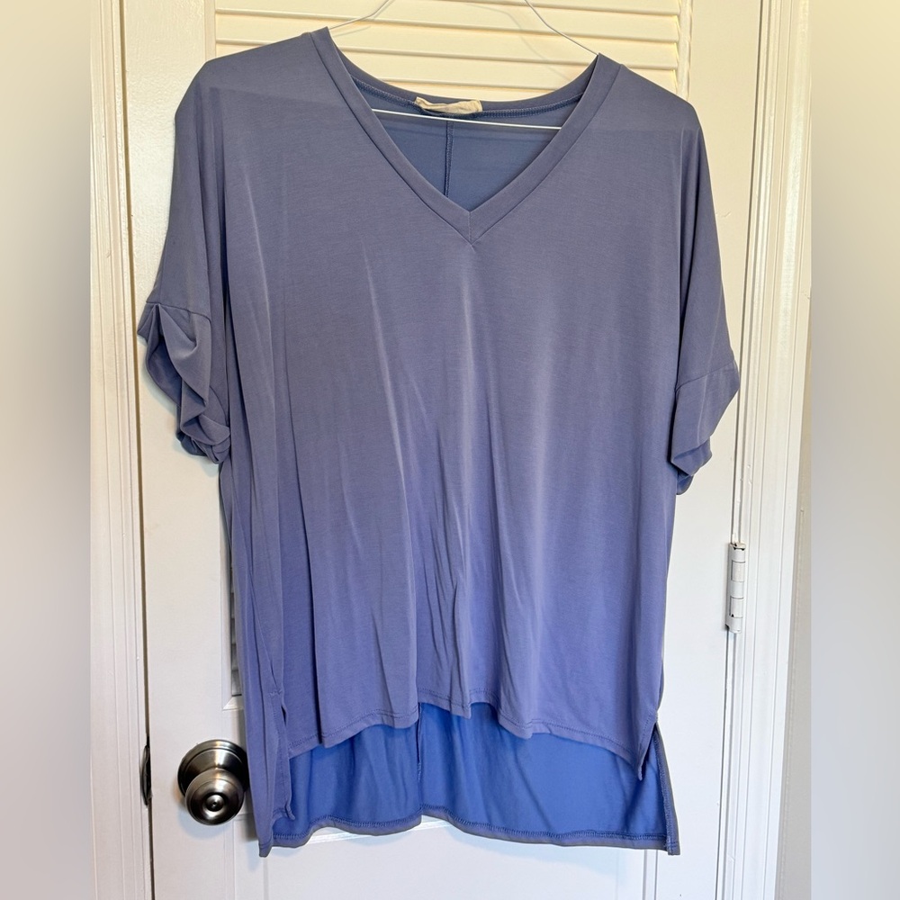 Vine & Love Lavender V-Neck Short Sleeve Top
